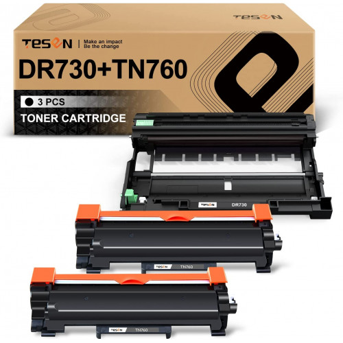 DR730 Drum Unit 1 Pack + TN760 Toner Cartridge 2 Pack
